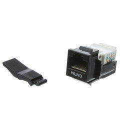 Cat5e Keystone Jack, Black, Toolless, RJ45 Female