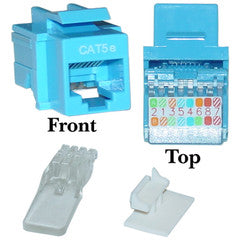 Cat5e Keystone Jack, Blue, Toolless, RJ45 Female
