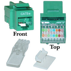 Cat5e Keystone Jack, Green, Toolless, RJ45 Female