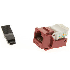 Cat5e Keystone Jack, Red, Toolless, RJ45 Female