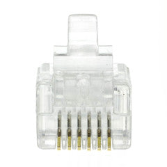 Phone / Data RJ12 Crimp Connectors for Flat Cable, 6P6C, 50 Pieces