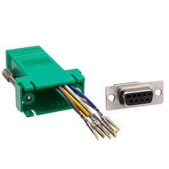 Modular Adapter, Green, DB9 Female to RJ45 Jack