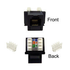 Keystone Insert, Black, Phone/Data Jack, RJ11 / RJ12 Female to 110 Type Punch Down