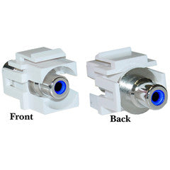 Keystone Insert, White, Recessed RCA Female Coupler (Blue RCA)