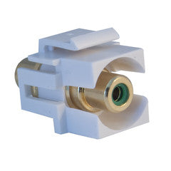 Keystone Insert, White, Recessed RCA Female Coupler (Green RCA)