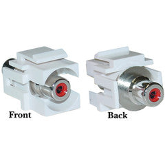 Keystone Insert, White, Recessed RCA Female Coupler (Red RCA)