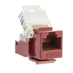 Cat6 Keystone Jack, Red, Toolless, RJ45 Female