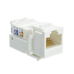 Cat6 Keystone Jack, White, Toolless, RJ45 Female