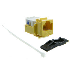 Cat6 Keystone Jack, Yellow, Toolless, RJ45 Female