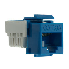 Cat6a Keystone Jack, Blue, RJ45 Female to 110 Punch Down