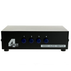Audio/Video RCA Selector Switch, 4 way, Output 3 RCA Composite Video and Audio Female, Input 4 Sets of 3 RCA Composite Video and Audio Female
