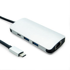 Mini dock, USB C Male to 2 USB3.0 female + RJ45 female + USB C Female