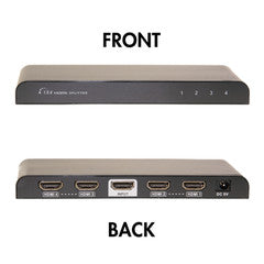 4K HDMI Amplified Splitter, 4 way, 1x4, HDMI High Speed with Ethernet, Metal Housing