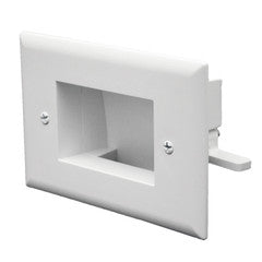 Easy Mount Recessed Low Voltage Cable Plate (Slim Fit) White