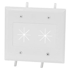 Cable Plate with Flexible Opening, 2-Gang, White
