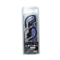 JVC Sport Stereo Headphones w/ inline Mic and controls, Black, Adjustable Ear Clip, 1.2 meter cord with 3.5 mm stereo male end