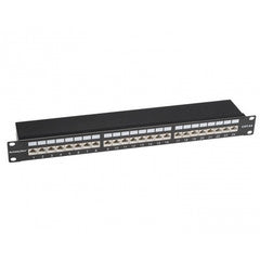 Rackmount 24 Port Shielded Cat6A Patch Panel, Horizontal, 110 Type, 568A and  568B Compatible, 1U