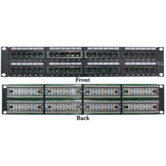 Rackmount 48 Port Cat5e Patch Panel, Horizontal, 110 Type, 568A & 568B Compatible, 2U