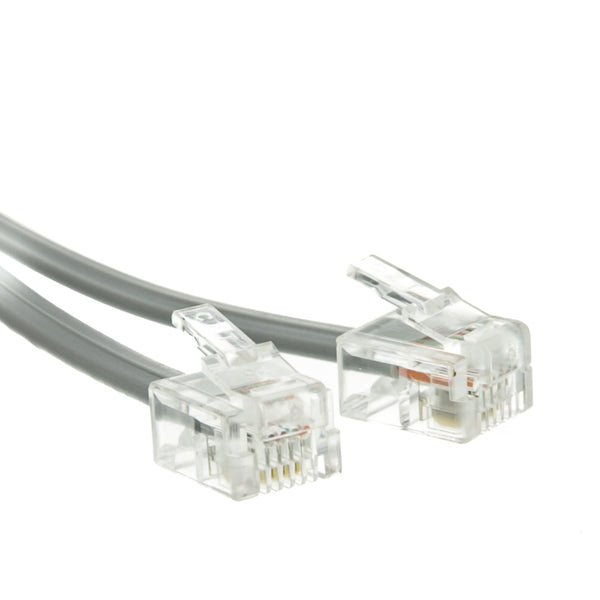 25ft RJ11 Silver Satin Telephone Cord (Voice), 6P/4C