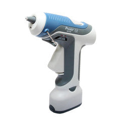 Battery Operated Glue Gun.  Cordless.  requires 4 AA batteries(not included).  includes 3 glue sticks