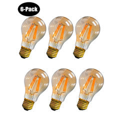 6 Watt (40W Equiv.) Warm (2200k) Dimmable LED Filament Light Bulb, E26, 6-pack