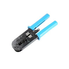 Crimp Tool for RJ45(8P8C), RJ11(6P4C), RJ12(6P6C), and  RJ22(4P4C) connectors.  Ratcheting handle and wire cutter and stripper blades