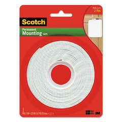3M Scotch Permanent High-Density Foam Mounting Tape, 1 inch Wide x 125 inch Long - 112L