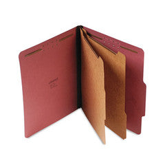 Universal Pressboard Classification Folder, Letter, Six-Section, Red, 10/Box - UNV10270