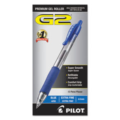 Pilot G2 Premium Retractable Gel Pen, 0.5mm, Blue Ink, Smoke Barrel, Dozen