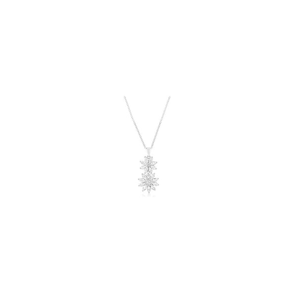 Silvertone Dual Floral Pendant