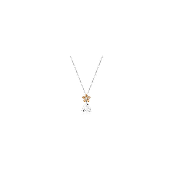 Silvertone Trillion Floral Pendant