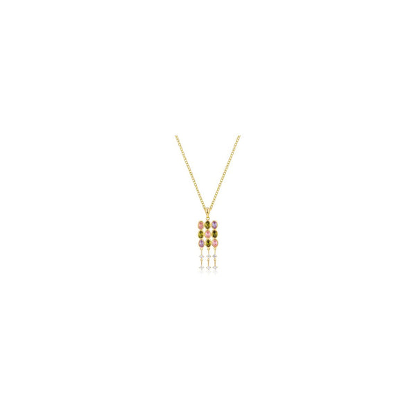 Goldtone Oval Cz Crest Pendant