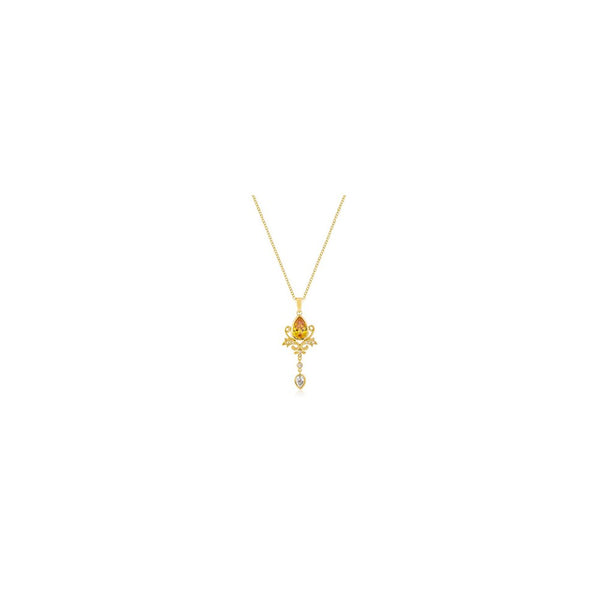 Golden Elegant Teardrop Crest Pendant