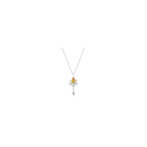 Silvertone Elegant Teardrop Crest Pendant