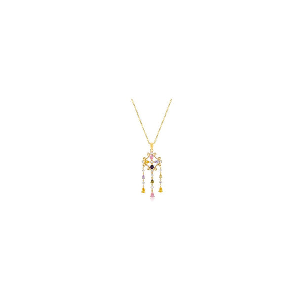 Goldtone Multi-color Dangle Pendant