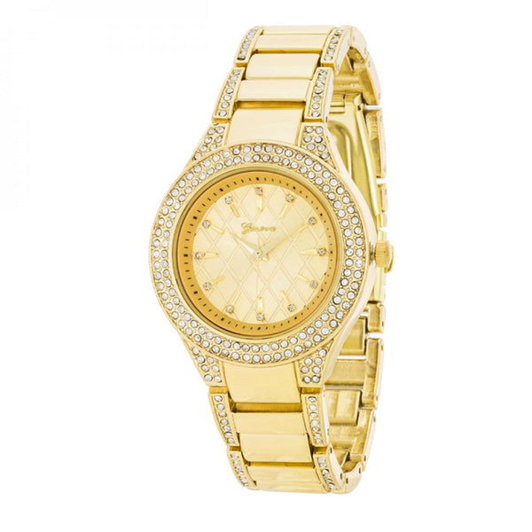 Classic Metal Watch With Crystals