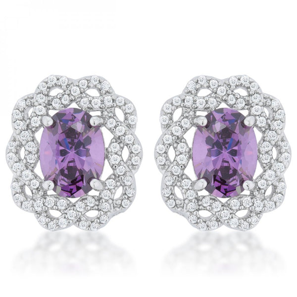 Amethyst Oval Stud Earrings