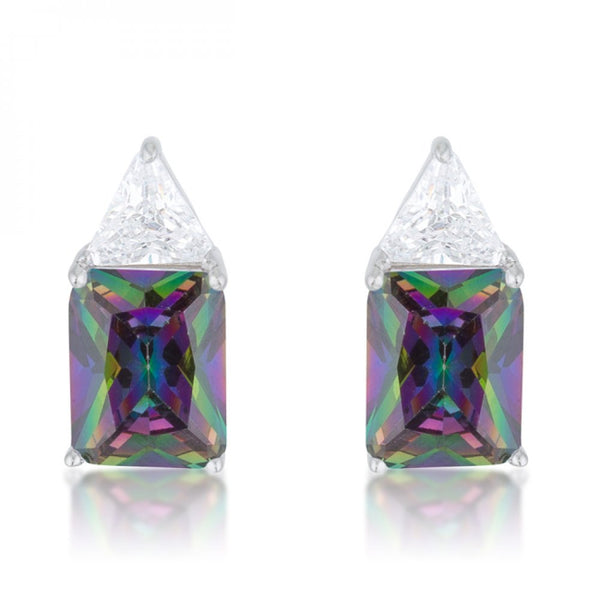 Classic Mystic Cubic Zirconia Sterling Silver Stud Earrings