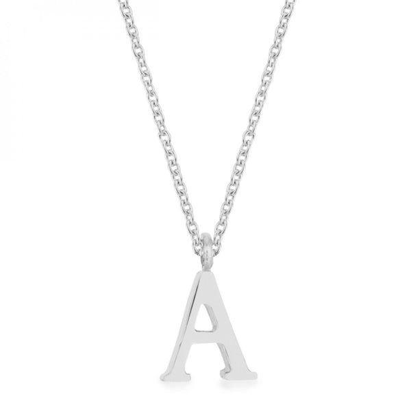 Elaina Rhodium Stainless Steel A Initial Necklace
