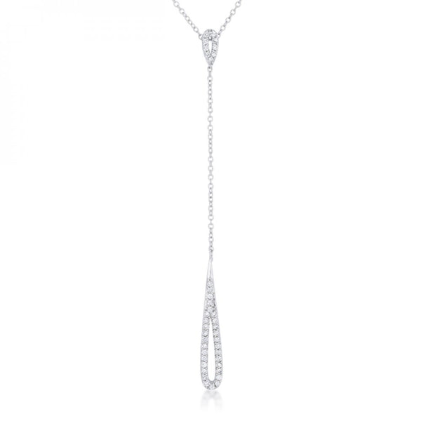 Chrisette 0.4ct Cz Rhodium Classic Drop Lariat Necklace
