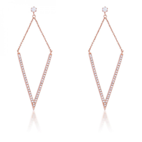 Michelle 1.2ct Cz Rose Gold Delicate Pointed Drop Earrings