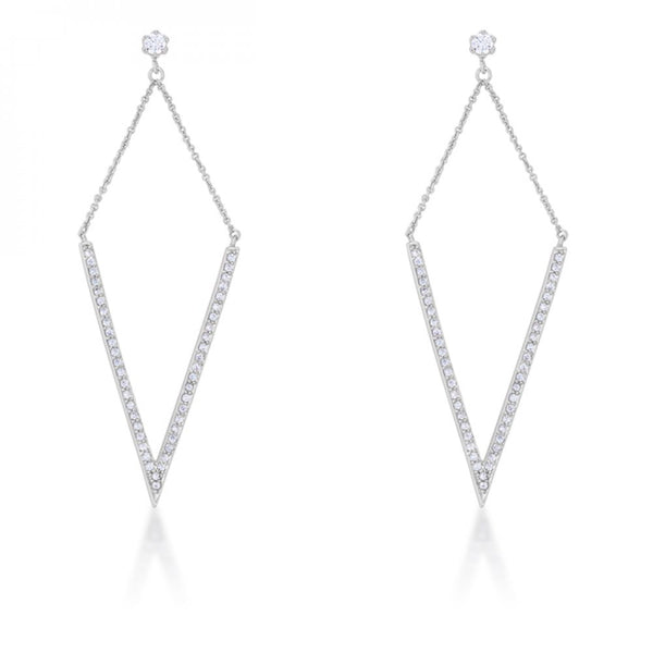 Michelle 1.2ct Cz Rhodium Delicate Pointed Drop Earrings