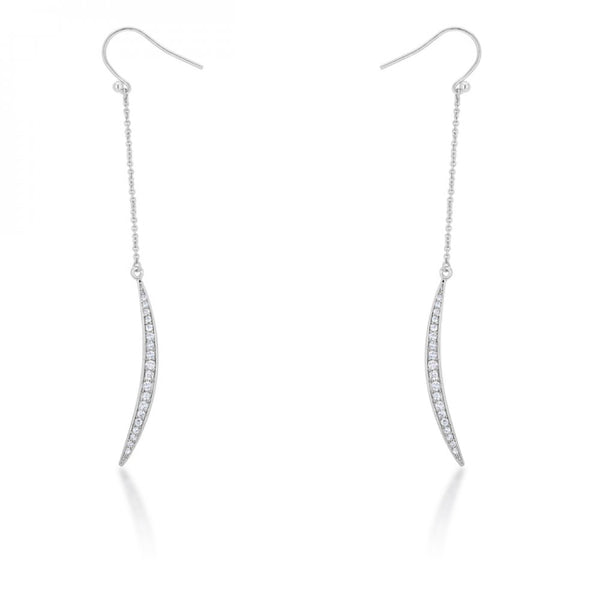 Luna 0.5ct Cz Rhodium Delicate Moon Drop Earrings