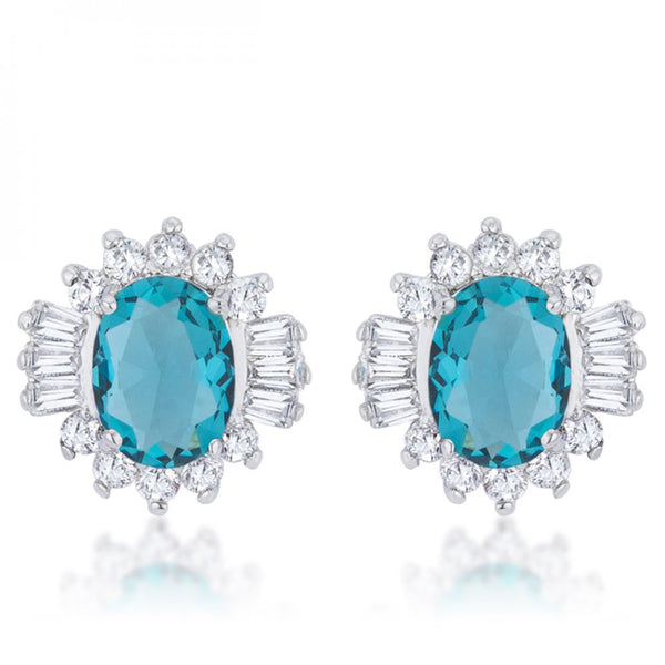 Chrisalee 3.3ct Aqua Cz Rhodium Classic Stud Earrings