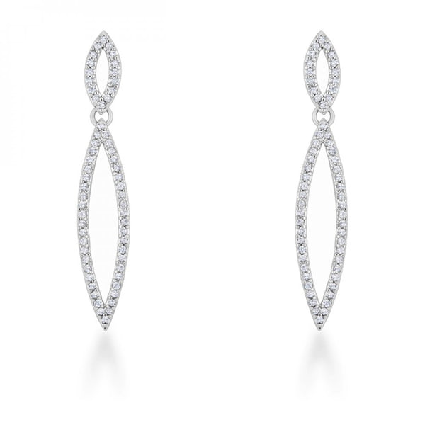 Sara 1.2ct Cz Rhodium Delicate Double Teardrop Drop Earrings