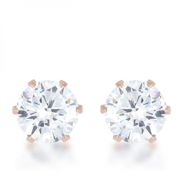 Reign 3.4ct Cz Rose Gold Stainless Steel Stud Earrings