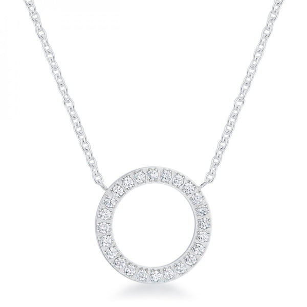 Clara 0.3ct Cz Rhodium Stainless Steel Circle Necklace