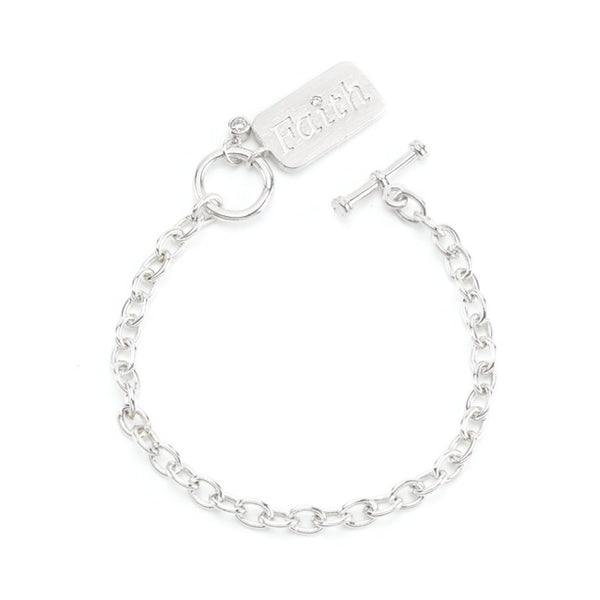 Silvertone Faith Charm Bracelet