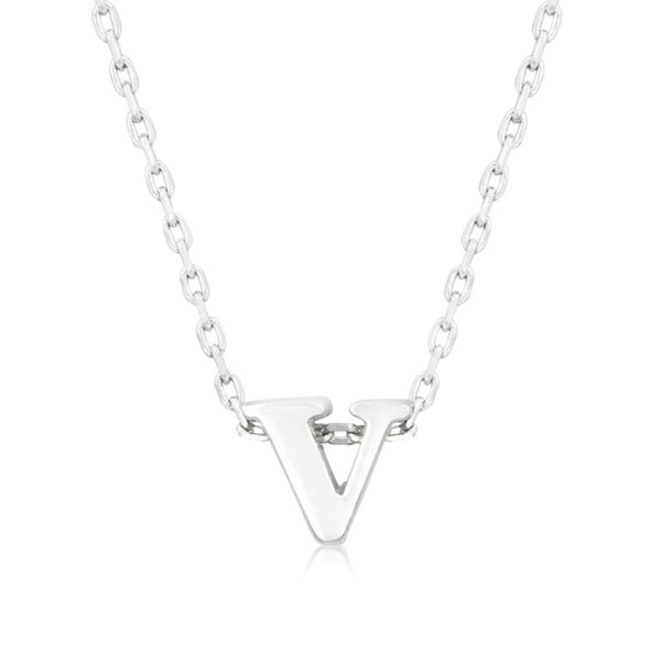 Silvertone Initial V Pendant