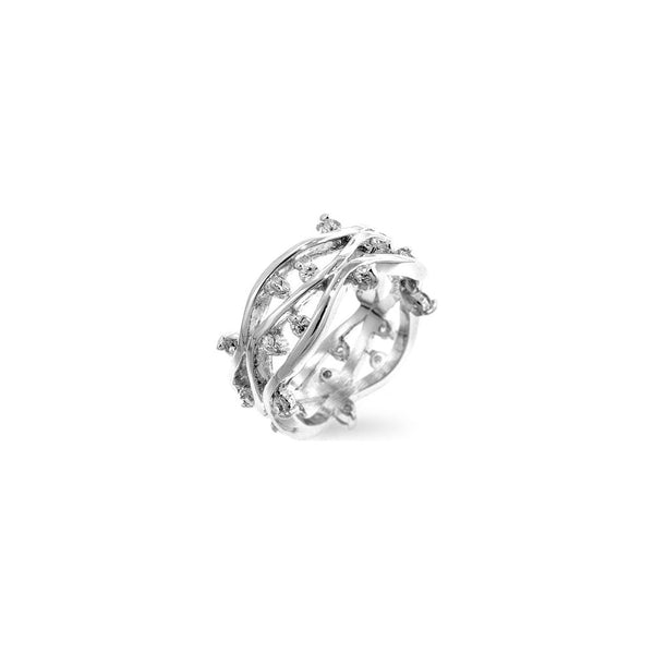 Silvertone Zircon Vines Ring